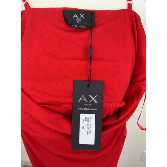 AX Paris Red Cowl Neck Maxi Dress With Slit - Picture 7 of 8